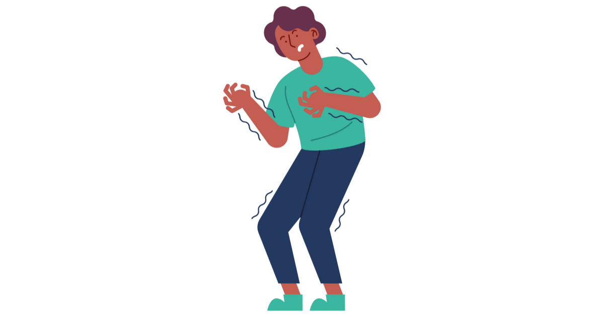 Illustration showing a person with tremors, symbolizing movement difficulties related to ataxia, used to explore the question can ataxia be cured.