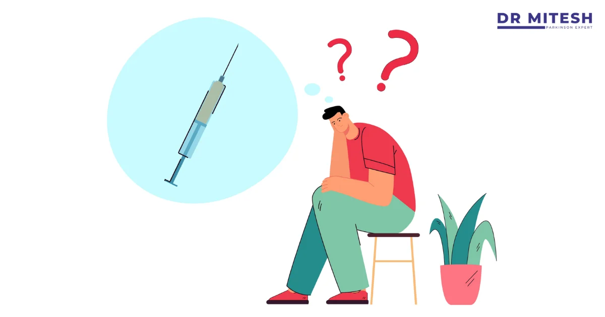 No Relief after botulinum injection shown by worried patient thinking about treatment outcome