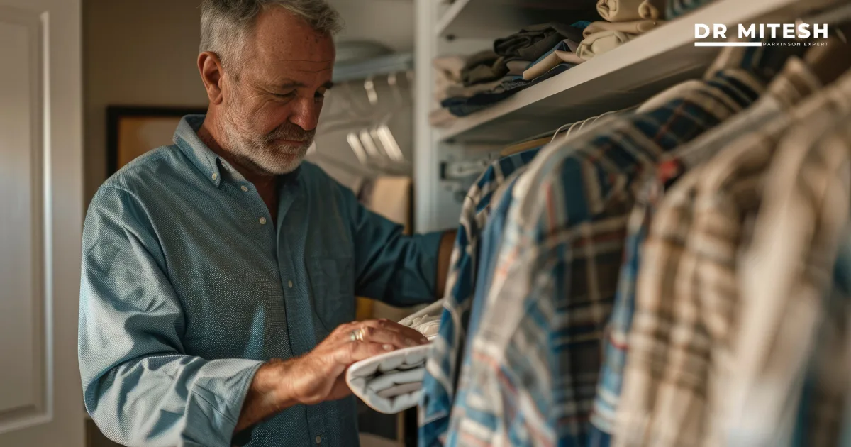 Daily activity of choosing and folding clothes becoming challenging for a person living with Parkinson’s disease