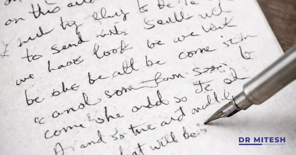 Writing difficulty in Parkinson’s shown through small and shaky handwriting on paper