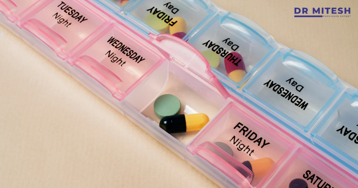 Weekly pill organizer helping Parkinson’s patients remember to take medicines on time