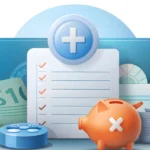 Cost of Parkinson’s Treatment in India concept showing medical checklist, medicines, piggy bank, and healthcare expenses