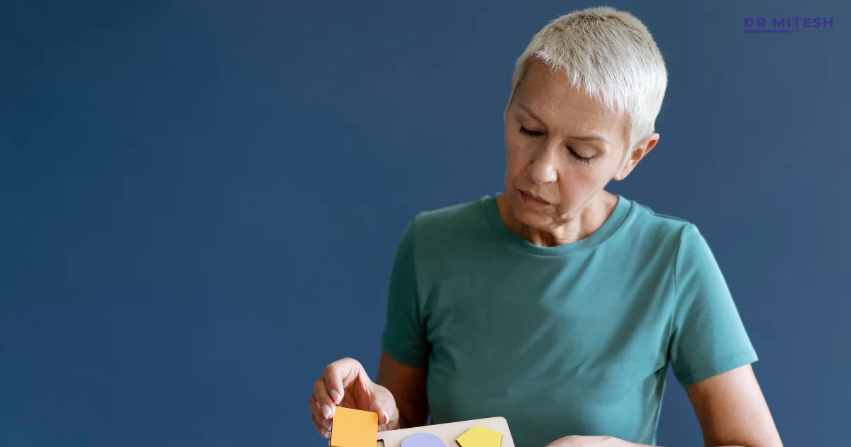 Woman performing a cognitive or coordination activity, representing the challenges and ongoing research in Multiple System Atrophy (MSA).