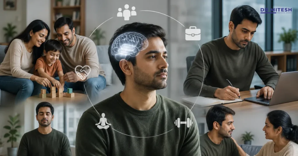 Young adult man with Parkinson’s disease balancing work, family life, and personal relationships while managing the challenges of early-onset Parkinson’s.